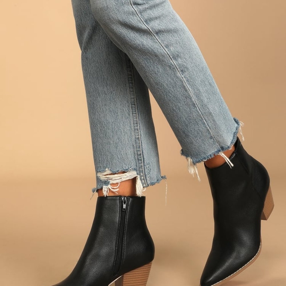 Lulus X Matisse Sleek Black Ankle Booties with Side Zipper and Block Heel